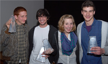 "Ticklish" directors Drew Foster and Max Grey with their actors Chloe Searcy and Justin Kuritzkes.